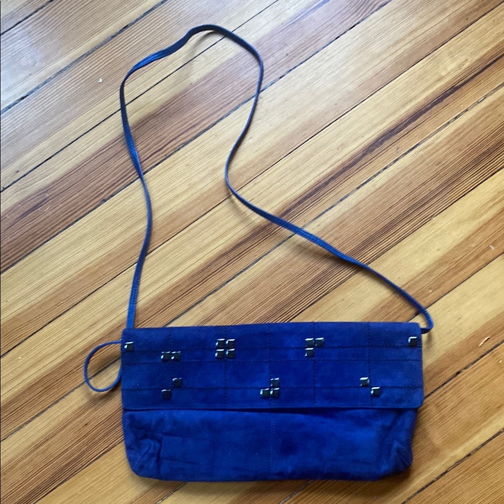 Vintage Rodo Italy blue suede studded envelope crossbody bag